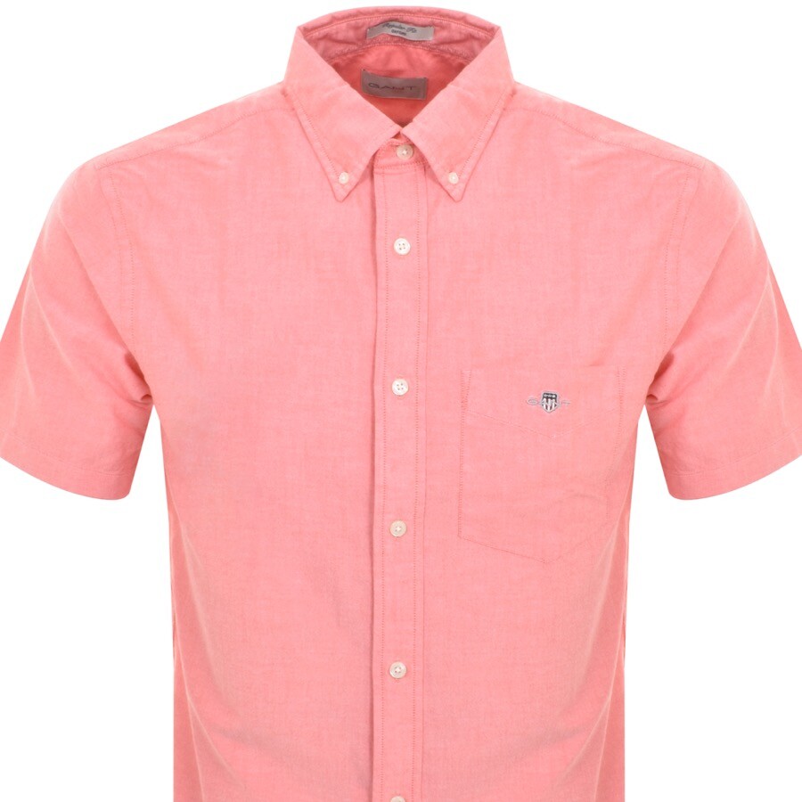 Shop Gant Regular Oxford Short Sleeved Shirt Pink