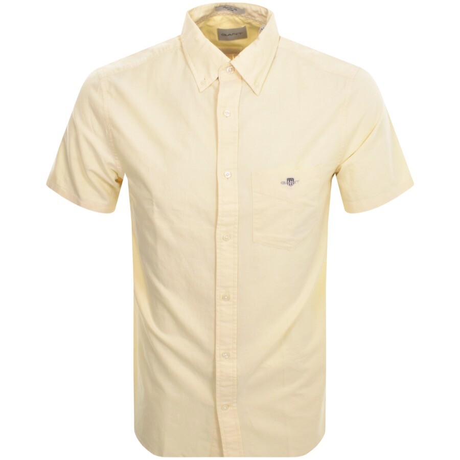 Shop Gant Regular Oxford Short Sleeved Shirt Yellow