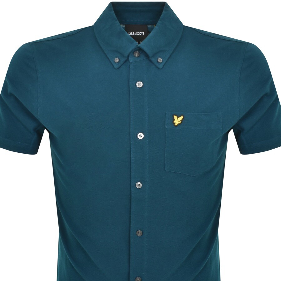 Shop Lyle & Scott Lyle And Scott Short Sleeve Pique Shirt Blue