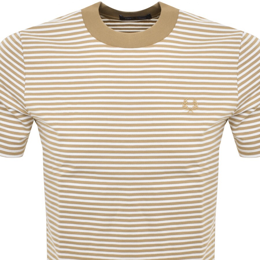 Shop Fred Perry Fine Stripe T Shirt Beige