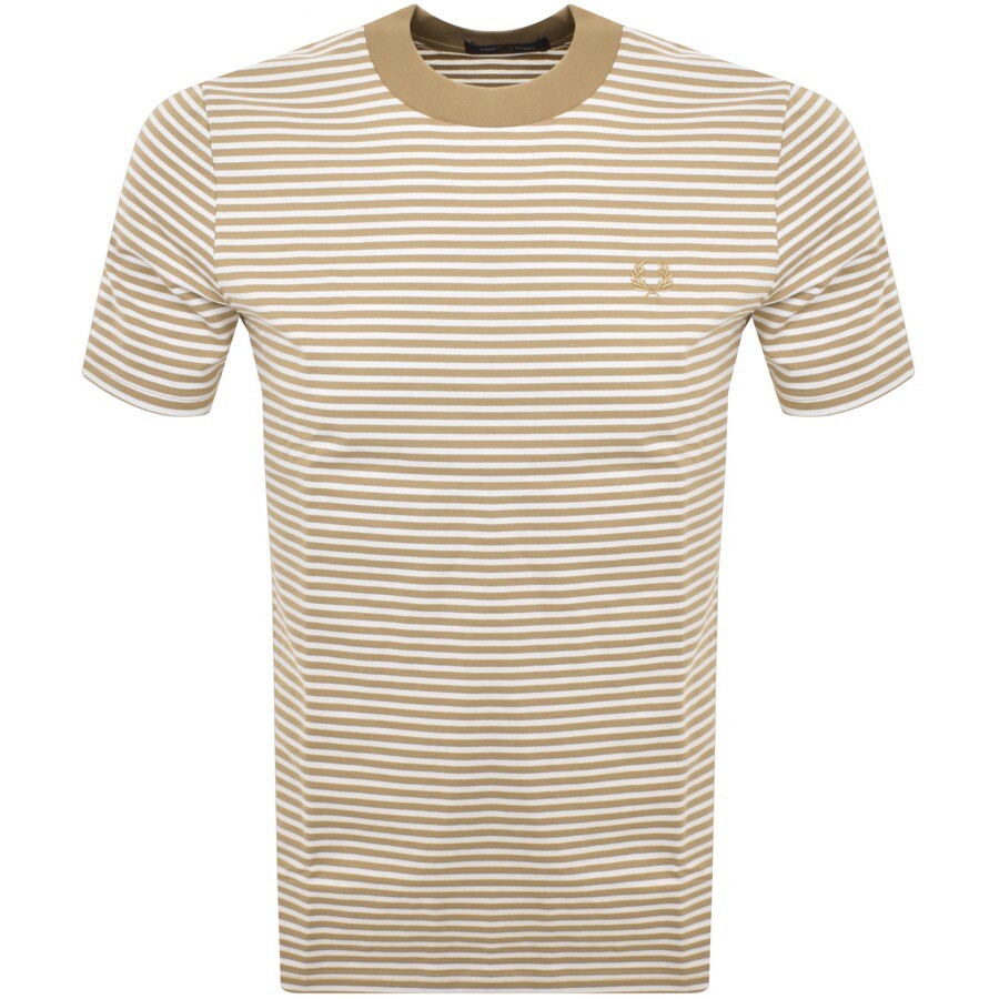 Shop Fred Perry Fine Stripe T Shirt Beige