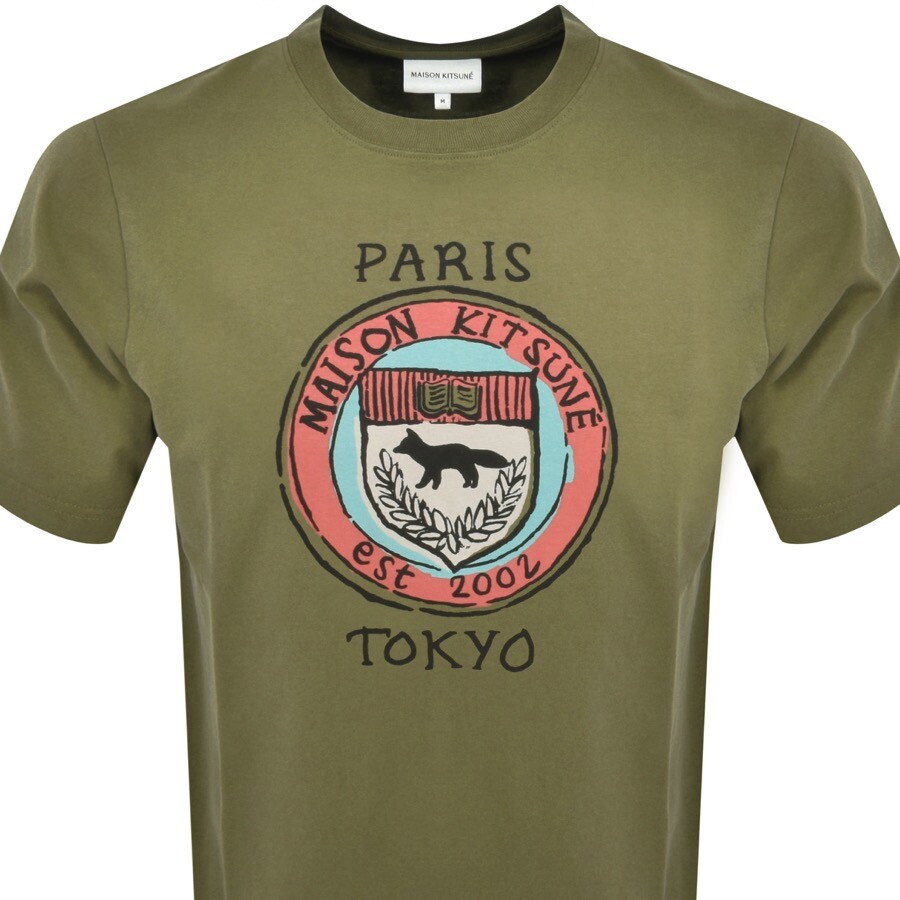 Shop Maison Kitsuné Maison Kitsune City Coins T Shirt Green