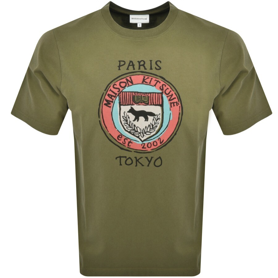 Shop Maison Kitsuné Maison Kitsune City Coins T Shirt Green