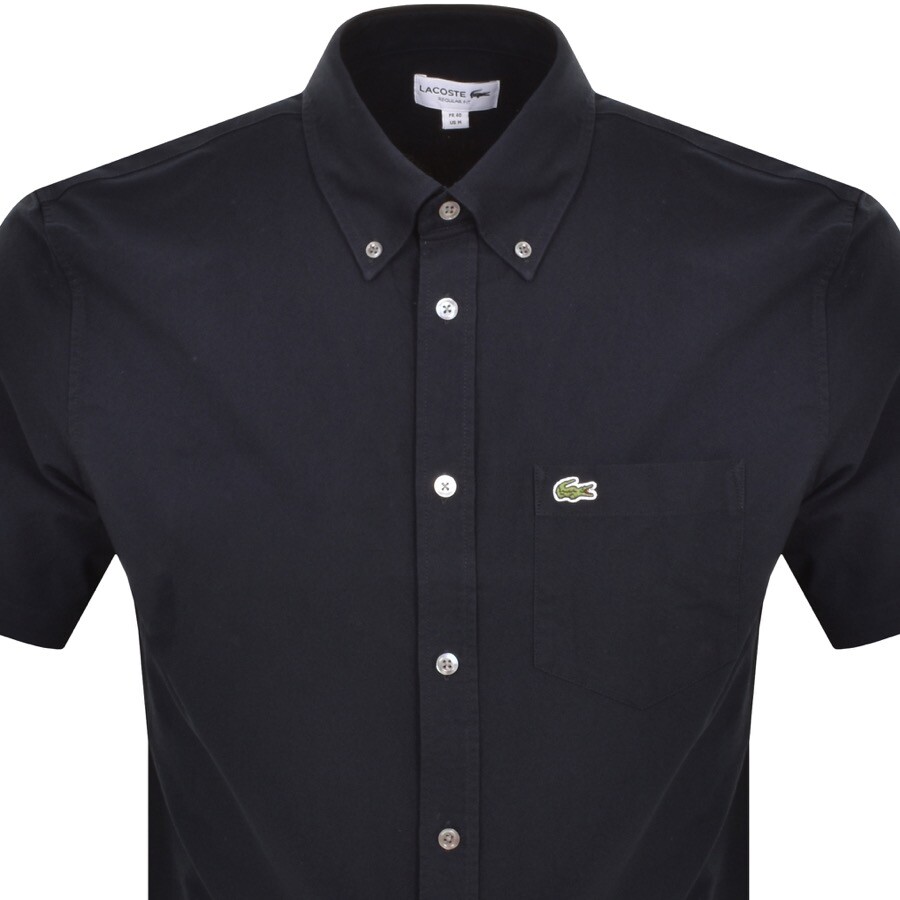 Shop Lacoste Check Short Sleeved Shirt Navy