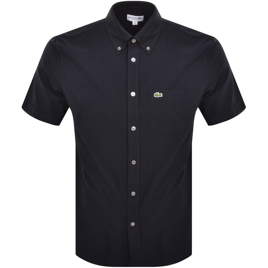 Shop Lacoste Check Short Sleeved Shirt Navy