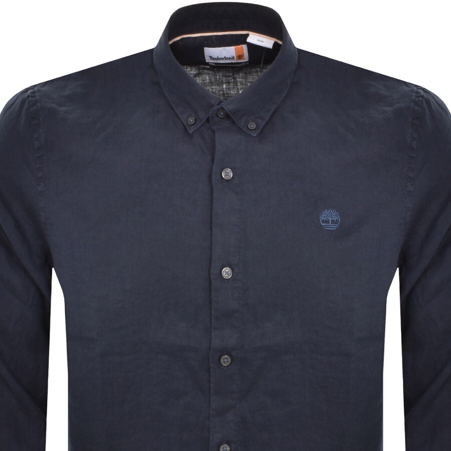 Shop Timberland Mill Brook Linen Shirt Navy