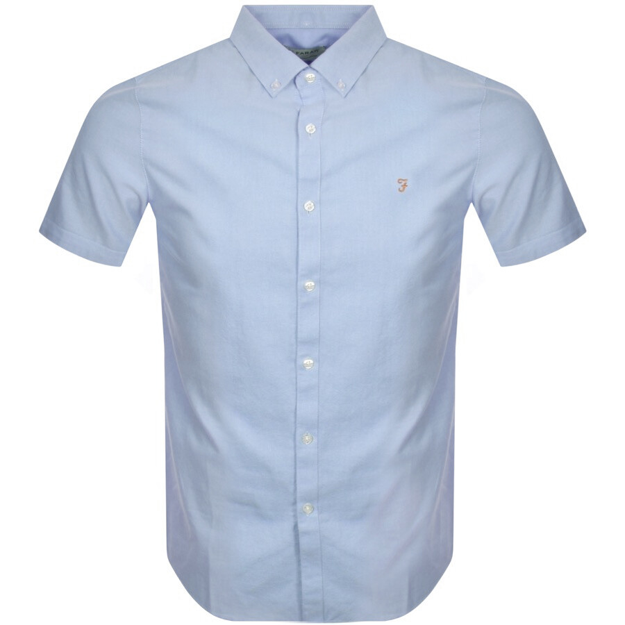 Farah Vintage Brewer Slim Short Sleeve Shirt Blue