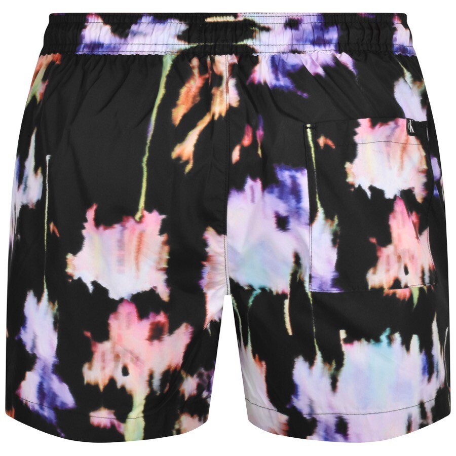 Shop Calvin Klein Printed Swim Shorts Black