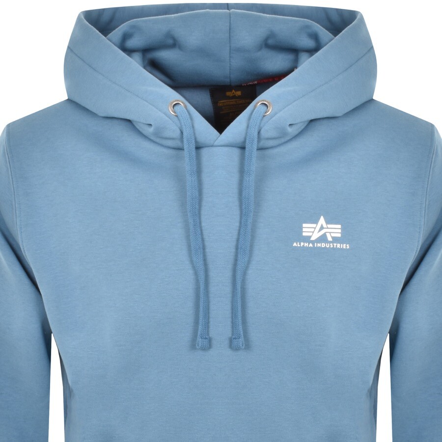 Shop Alpha Industries Basic Small Logo Hoodie Blue