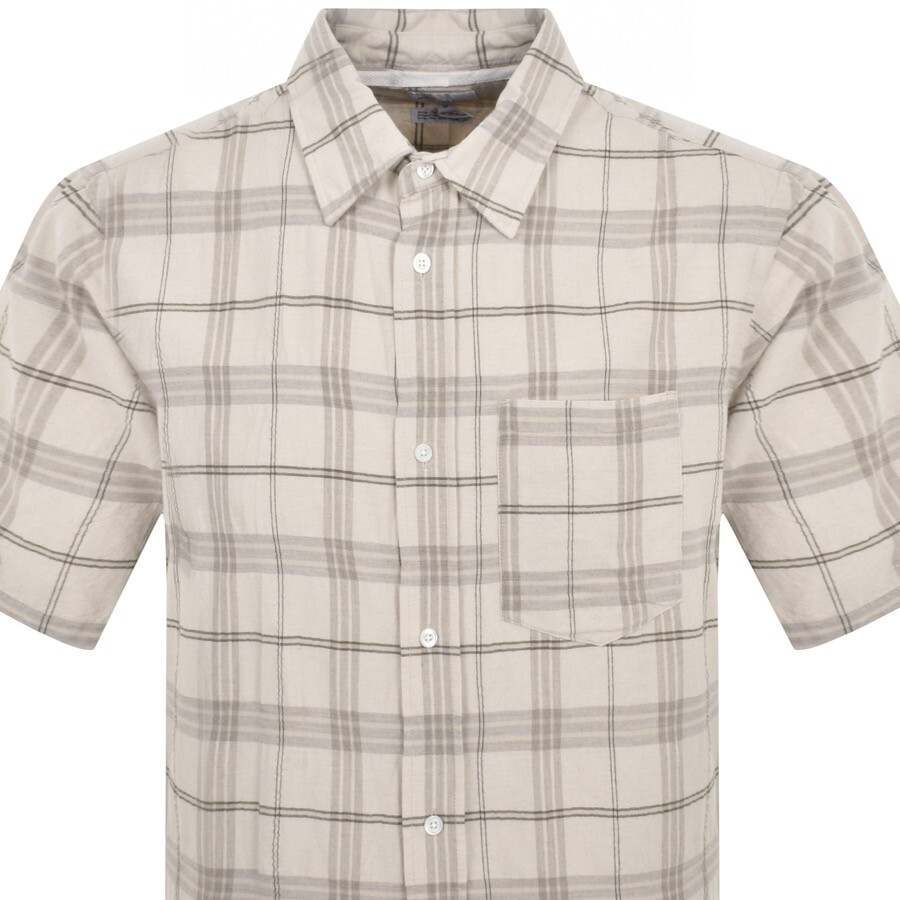 Shop Norse Projects Ivan Textured Check Shirt Beige