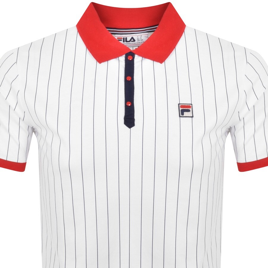 Shop Fila Vintage Classic Stripe Polo T Shirt White