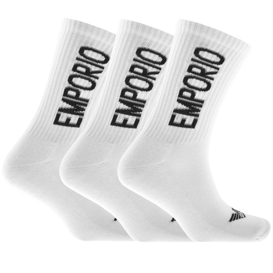 Armani Collezioni Emporio Armani 3 Pack Socks White