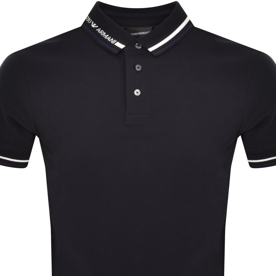 Shop Armani Collezioni Emporio Armani Logo Polo T Shirt Navy