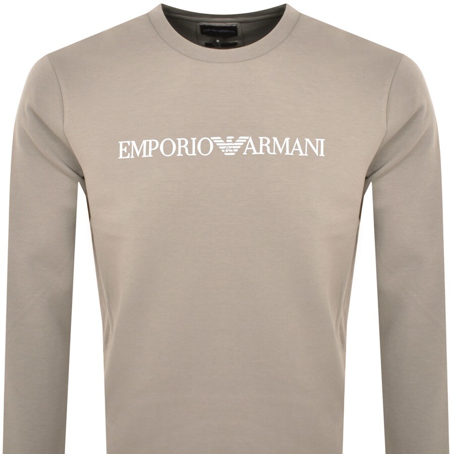 Shop Armani Collezioni Emporio Armani Crew Neck Logo Sweatshirt Grey