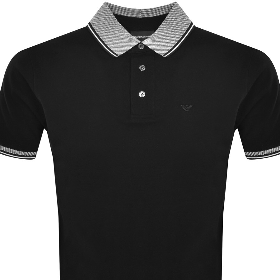 Shop Armani Collezioni Emporio Armani Tipped Polo T Shirt Black