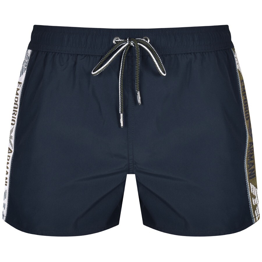 Shop Armani Collezioni Emporio Armani Logo Swim Shorts Navy