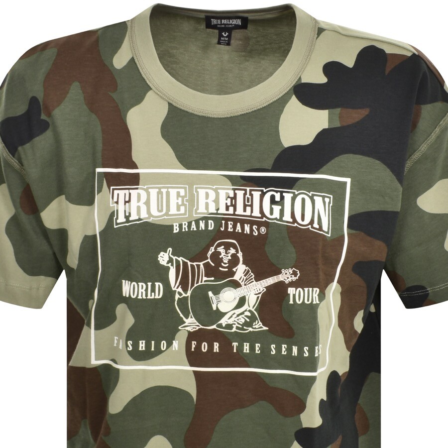 Shop True Religion Jeans Drop Shoulder T Shirt Green