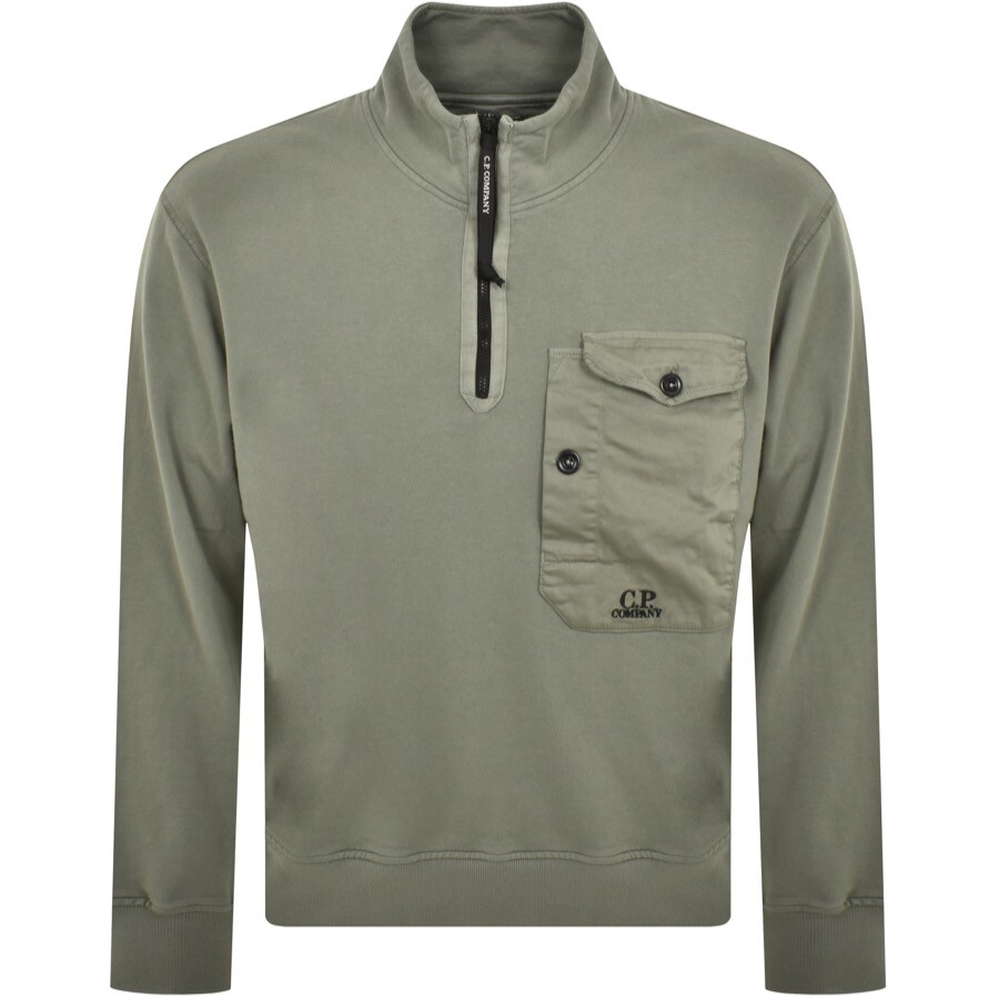 Shop C P Company Cp Company Half Zip Sweatshirt Green