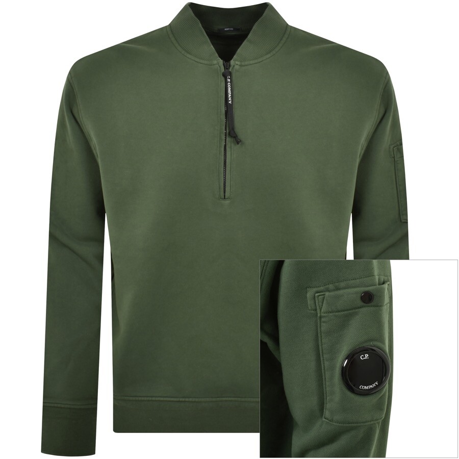 C P COMPANY CP COMPANY HALF ZIP SWEATSHIRT GREEN 