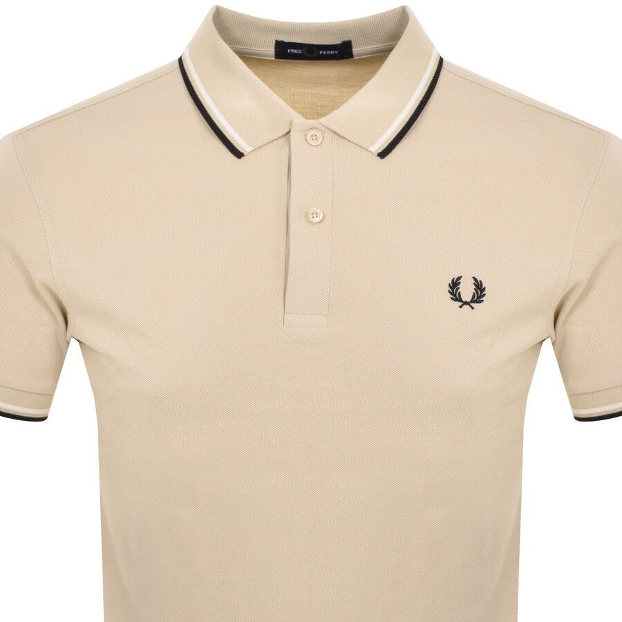 Shop Fred Perry Twin Tipped Polo T Shirt Beige