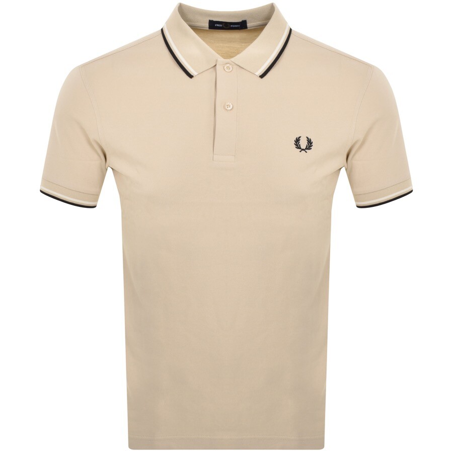 Shop Fred Perry Twin Tipped Polo T Shirt Beige