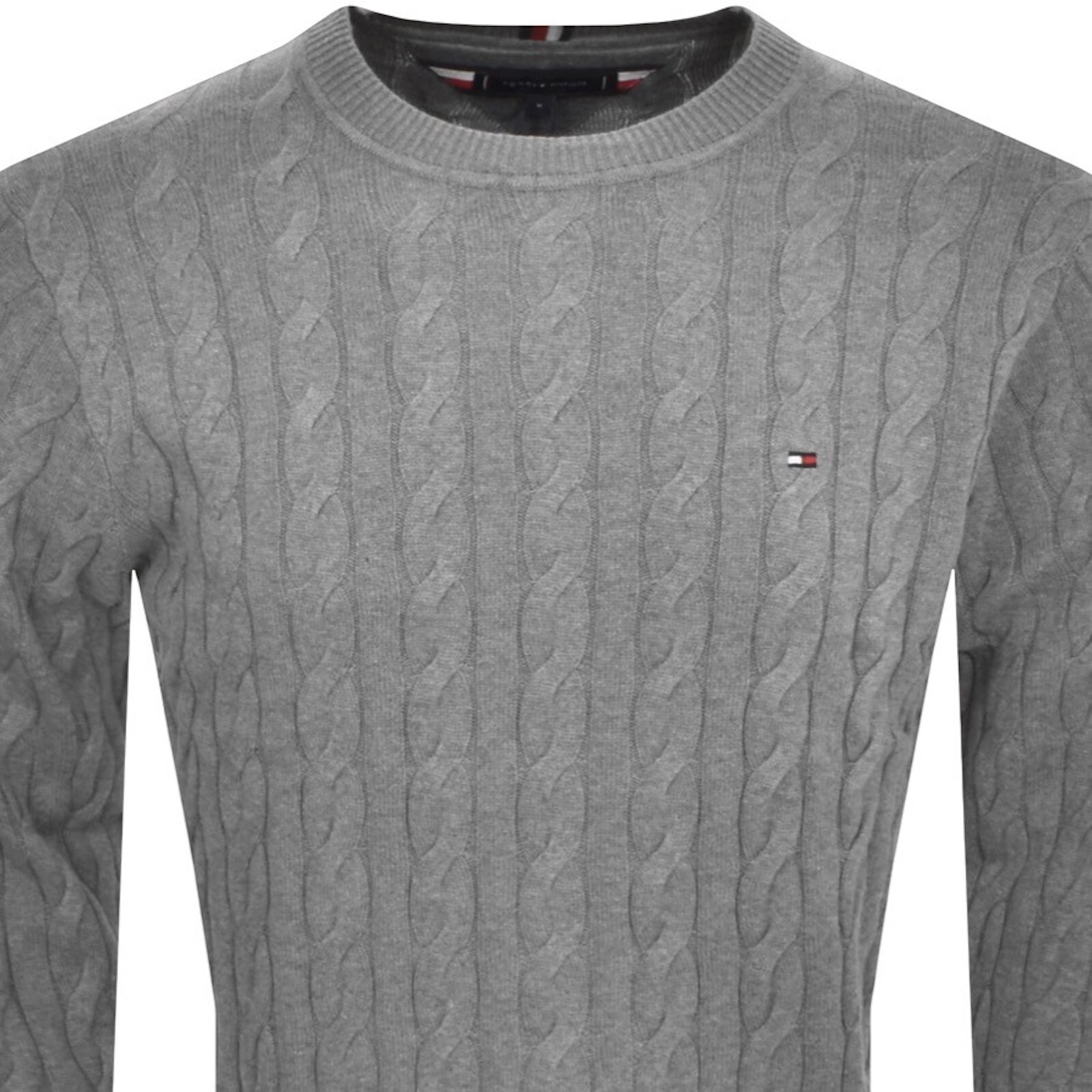 Shop Tommy Hilfiger Cable Knit Jumper Grey