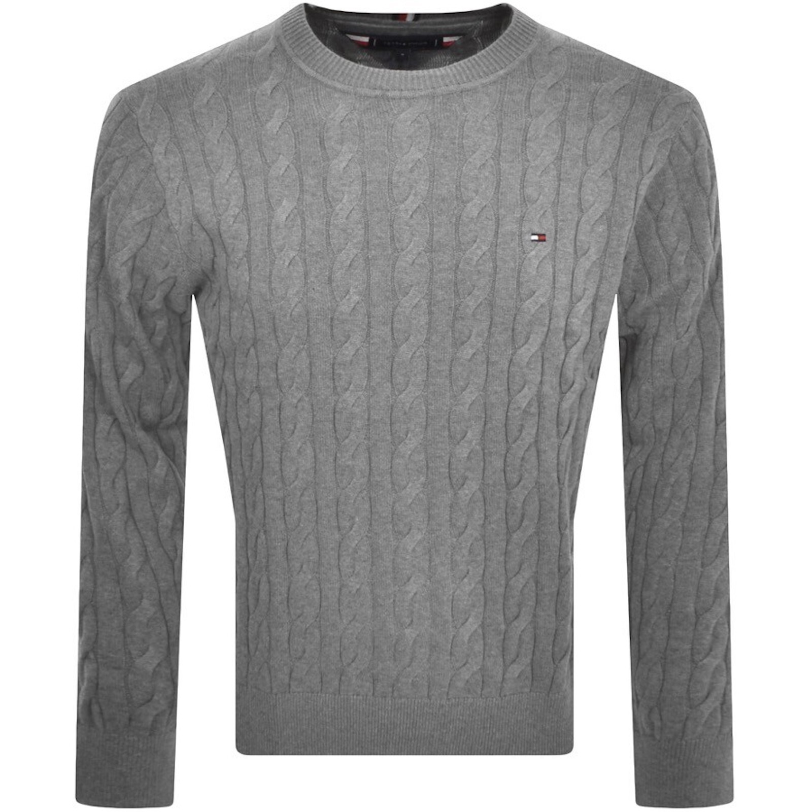 Shop Tommy Hilfiger Cable Knit Jumper Grey