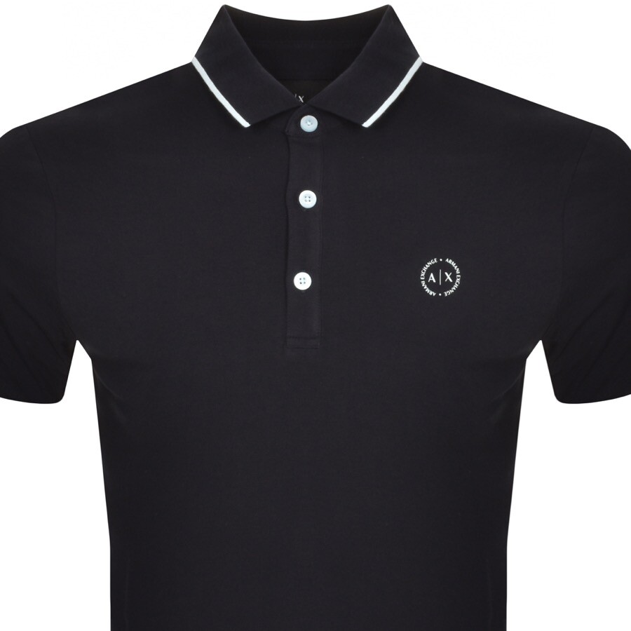 Shop Armani Exchange Logo Polo T Shirt Navy