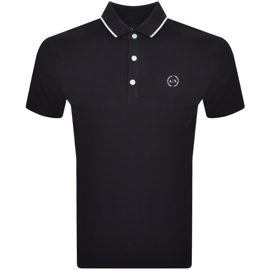 Shop Armani Exchange Logo Polo T Shirt Navy