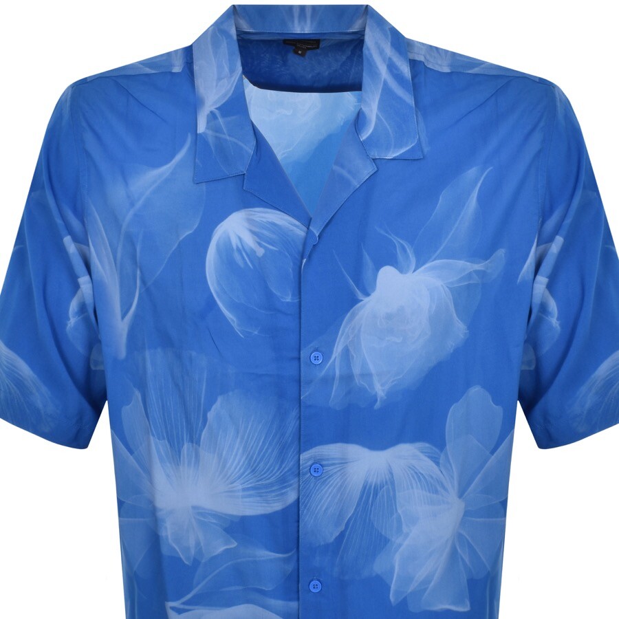 Shop Armani Exchange Boxy Flower Shirt Blue