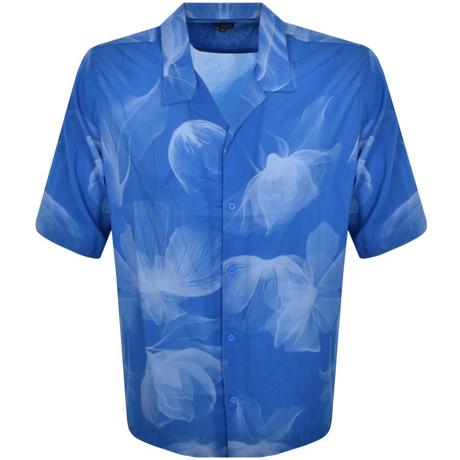 Shop Armani Exchange Boxy Flower Shirt Blue