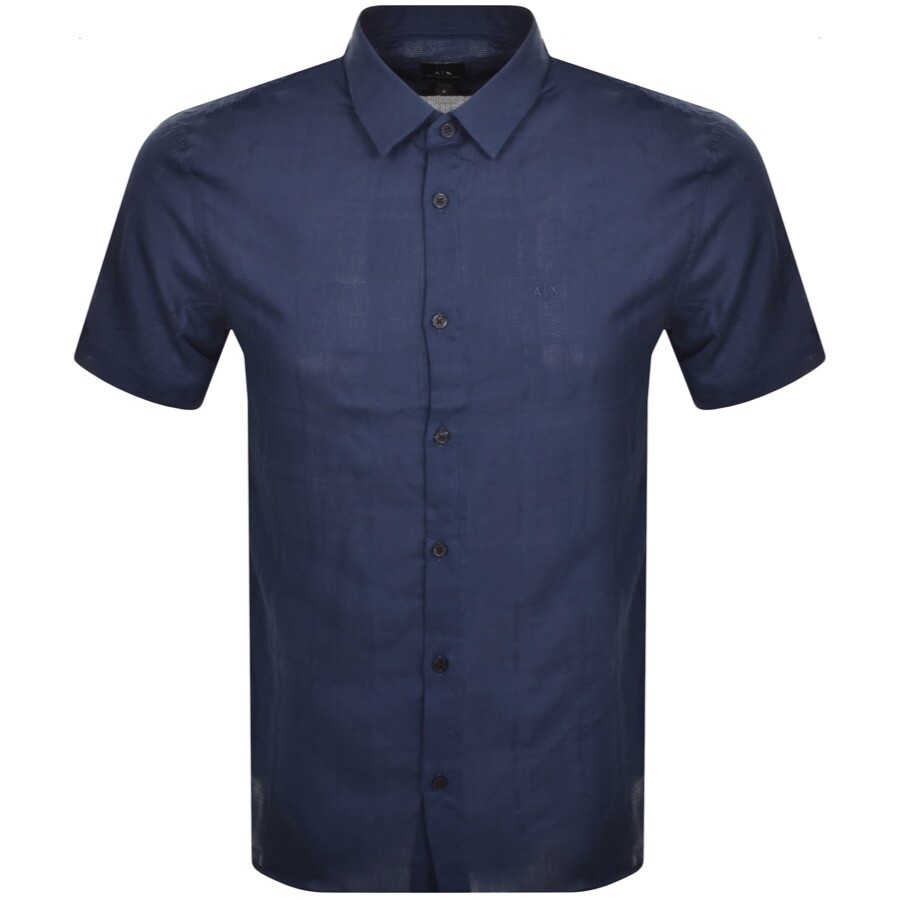 Shop Armani Exchange Short Sleeved Shirt Navy