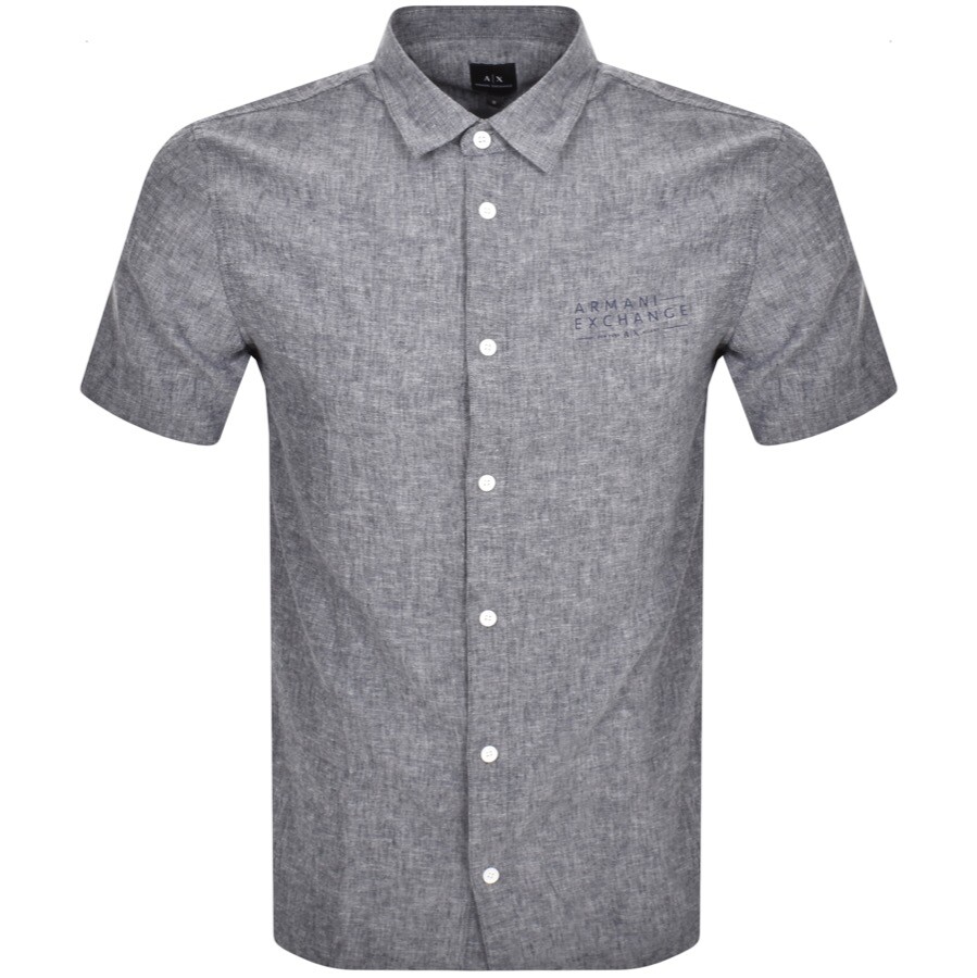 Shop Armani Exchange Short Sleeved Shirt Navy