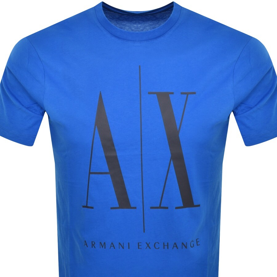 Shop Armani Exchange Crew Neck Logo T Shirt Blue