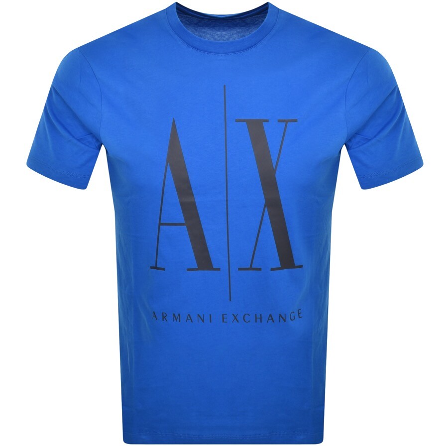 Shop Armani Exchange Crew Neck Logo T Shirt Blue