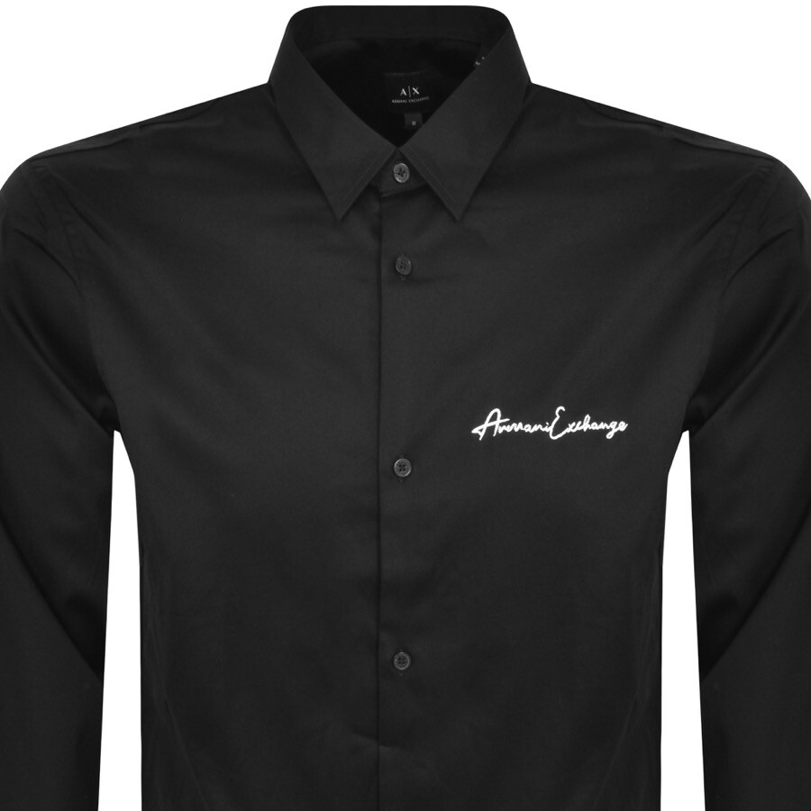 Shop Armani Exchange Long Sleeve Shirt Black