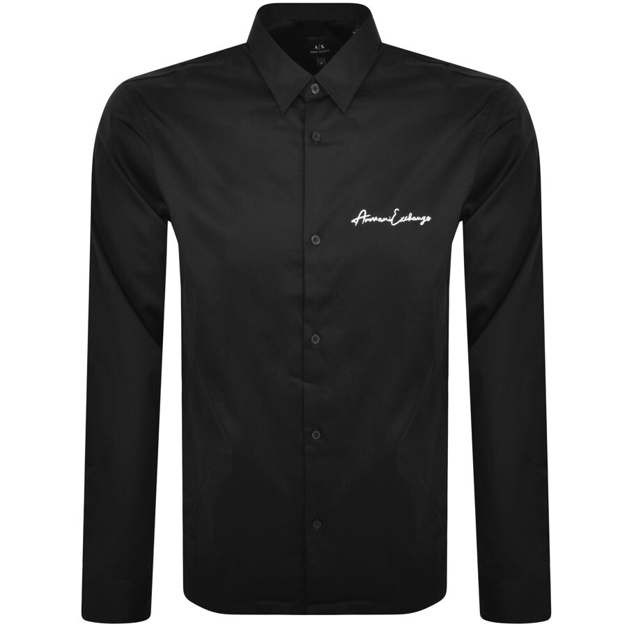 Shop Armani Exchange Long Sleeve Shirt Black