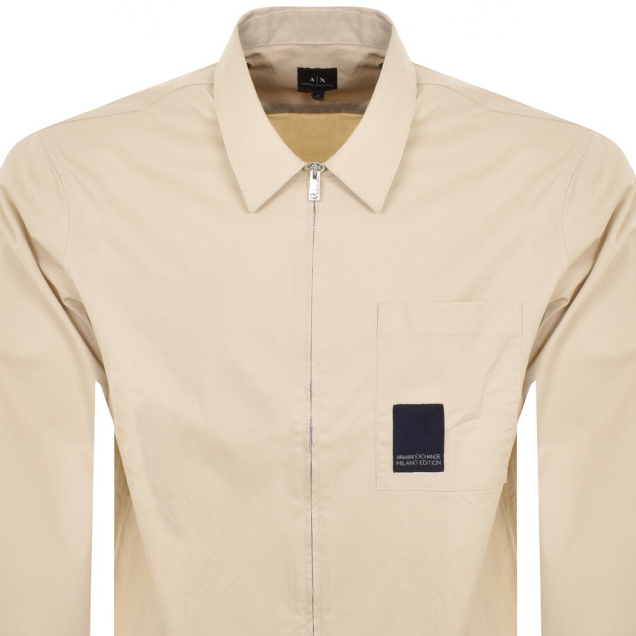 Armani Exchange Long Sleeve Overshirt Beige In Beige
