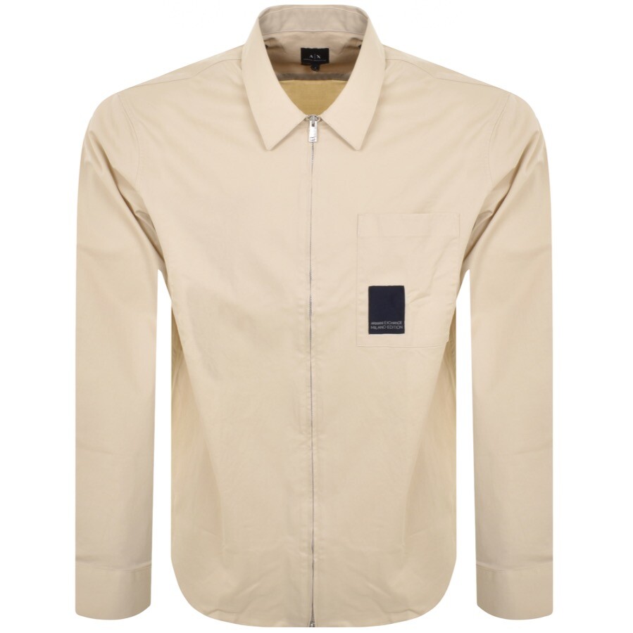 Armani Exchange Long Sleeve Overshirt Beige In Beige