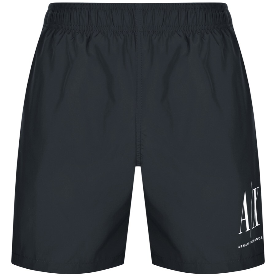 Shop Armani Exchange Logo Swim Shorts Navy