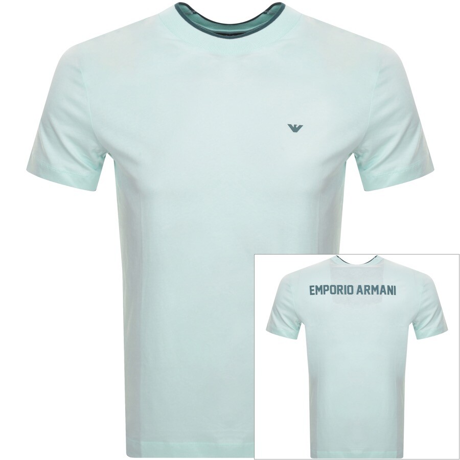 Shop Armani Collezioni Emporio Armani Logo T Shirt Blue