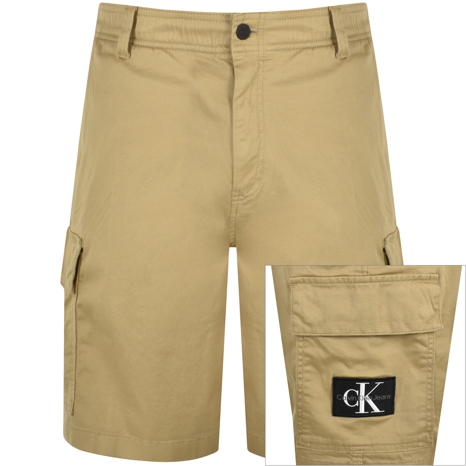 Shop Calvin Klein Jeans Cargo Shorts Beige