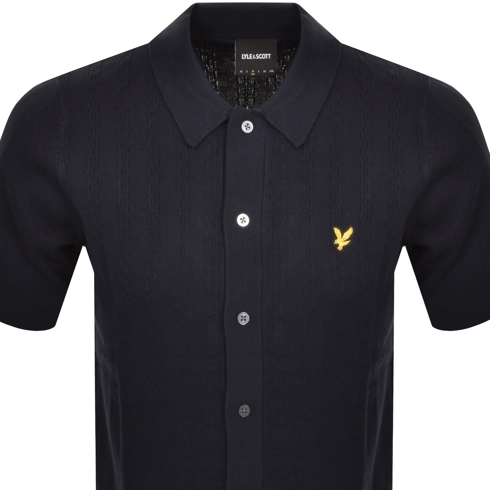 Shop Lyle & Scott Lyle And Scott Textured Stripe Polo T Shirt Navy