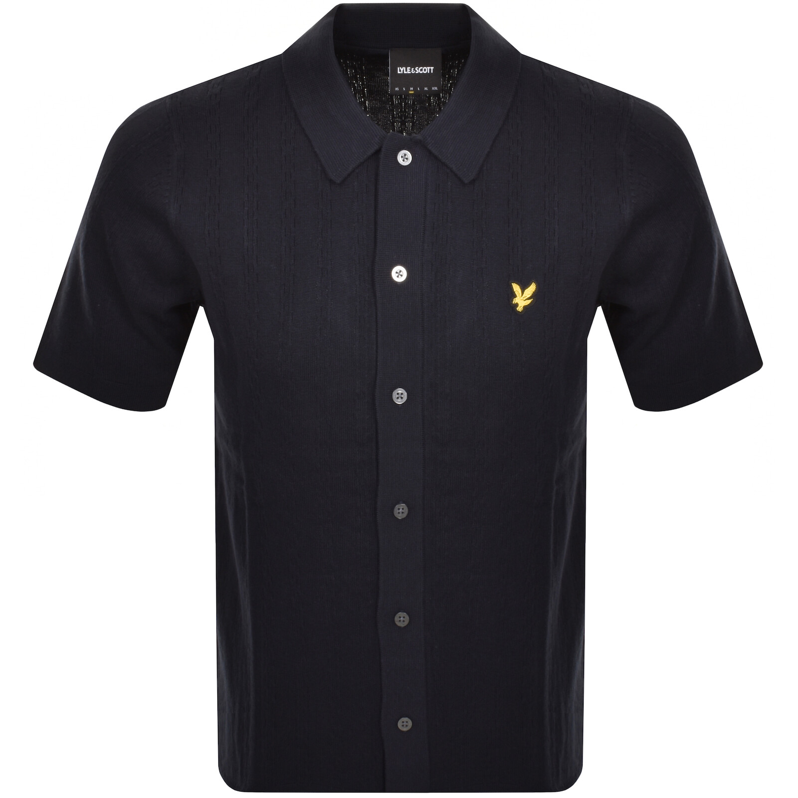 Shop Lyle & Scott Lyle And Scott Textured Stripe Polo T Shirt Navy