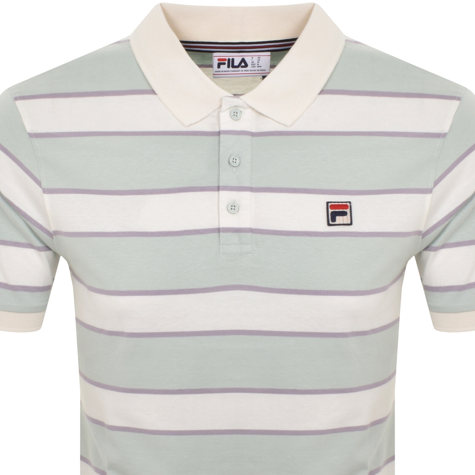 Shop Fila Vintage Edmond Stripe Polo T Shirt Off White