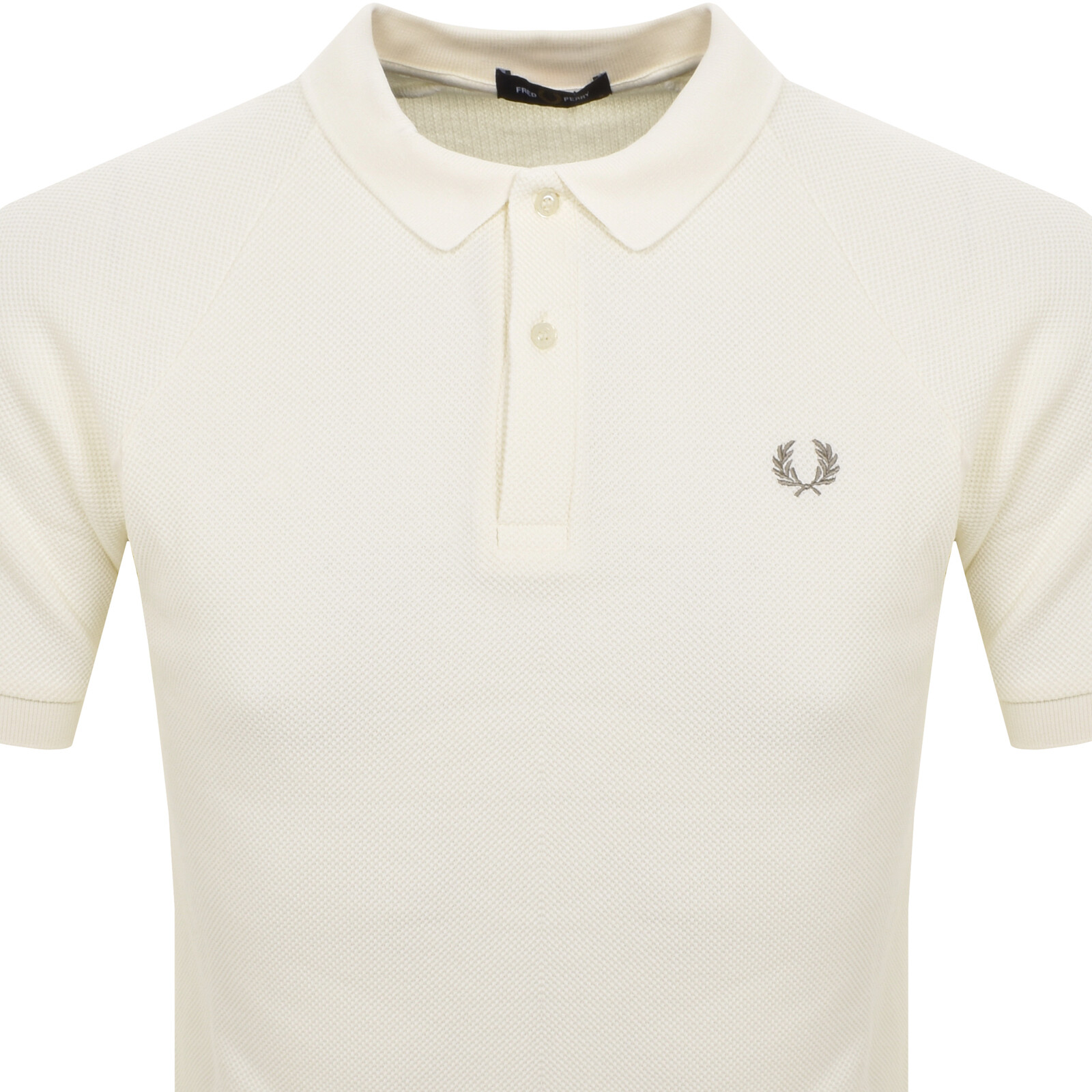 Shop Fred Perry Rib Panel Polo T Shirt Cream