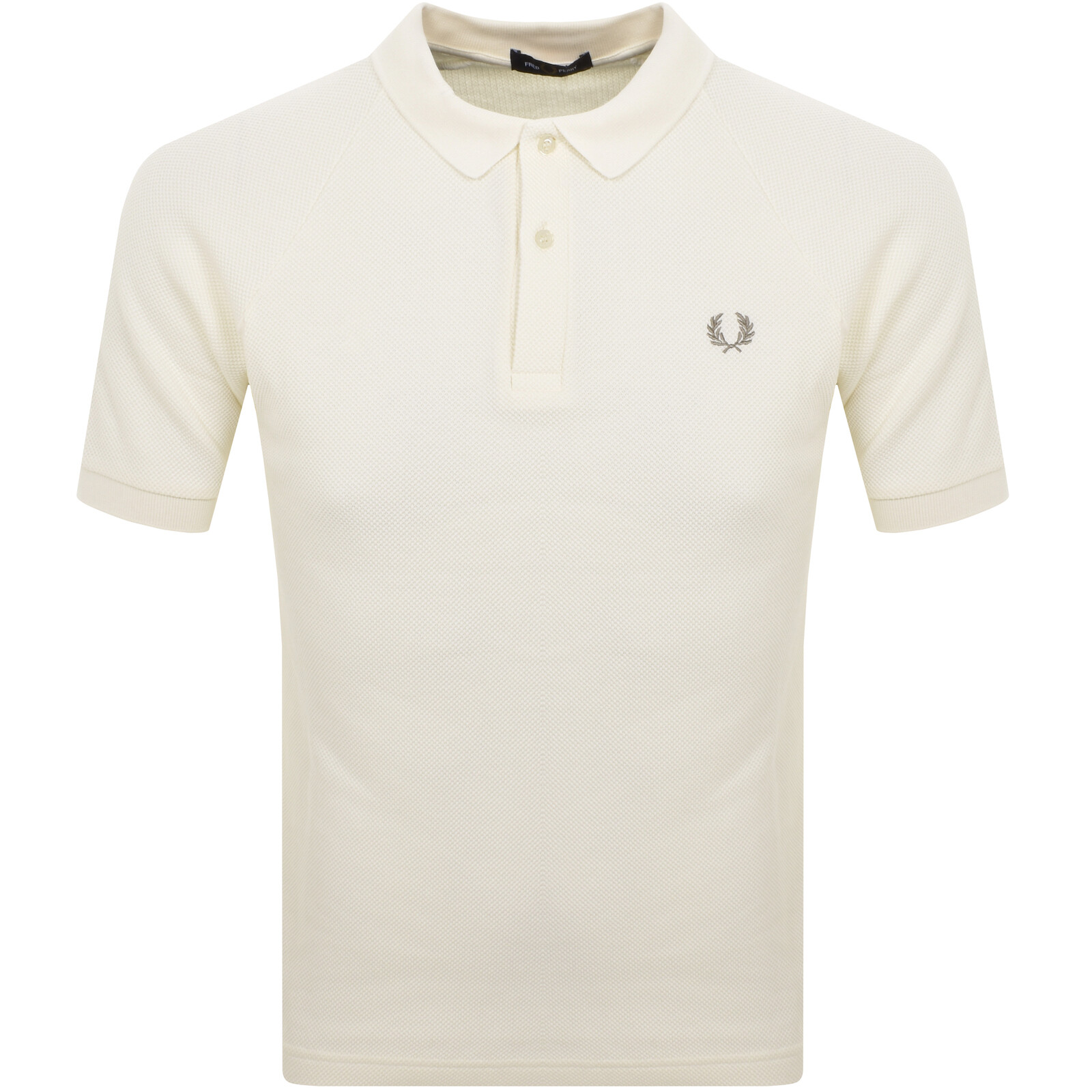 Shop Fred Perry Rib Panel Polo T Shirt Cream