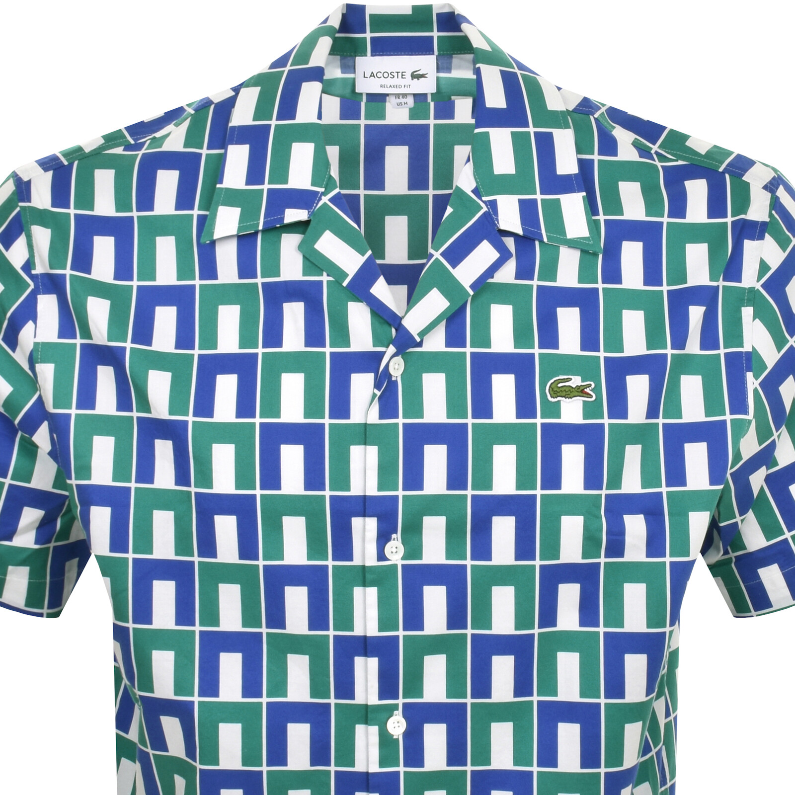 Shop Lacoste Patterned Short Sleeved Shirt White