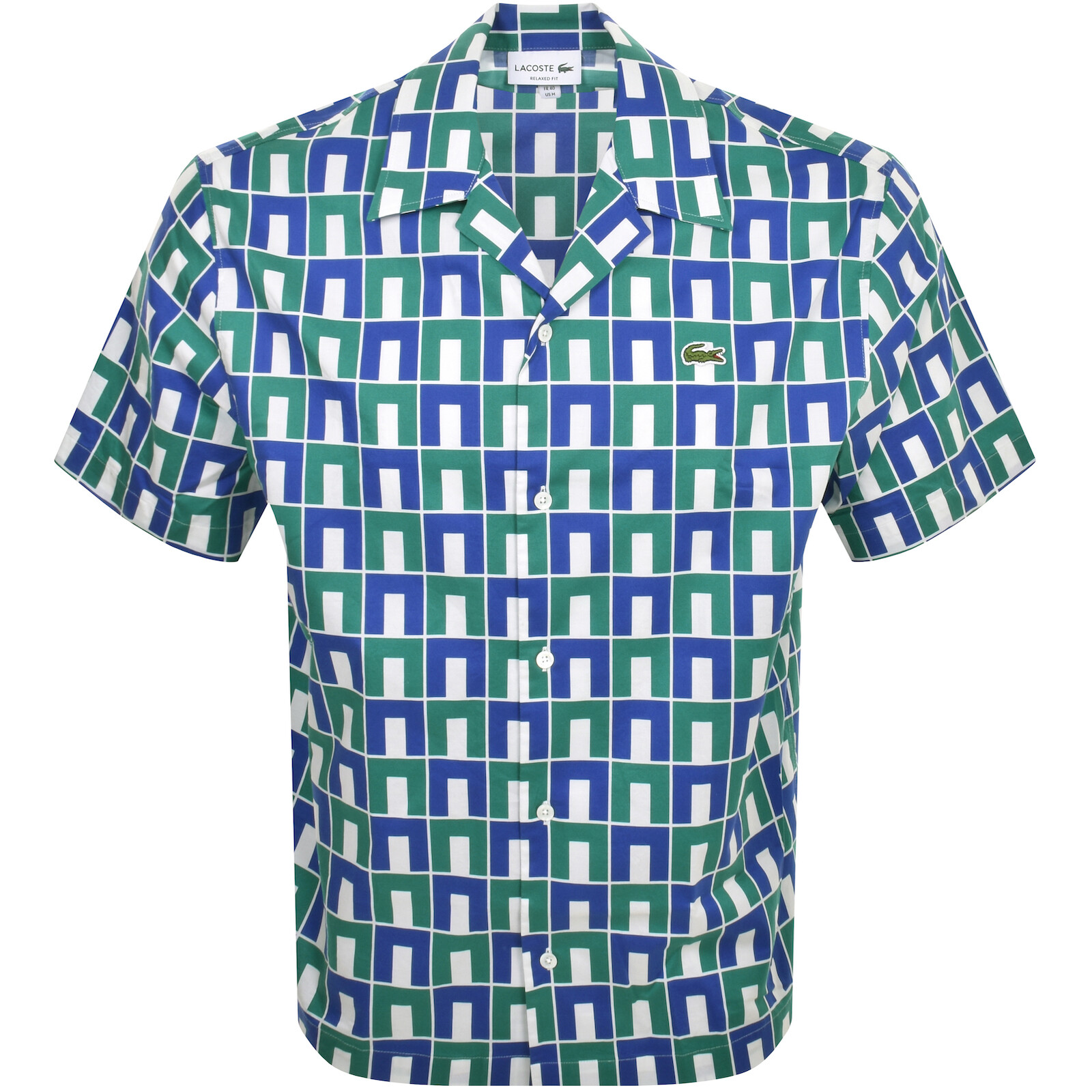 Shop Lacoste Patterned Short Sleeved Shirt White