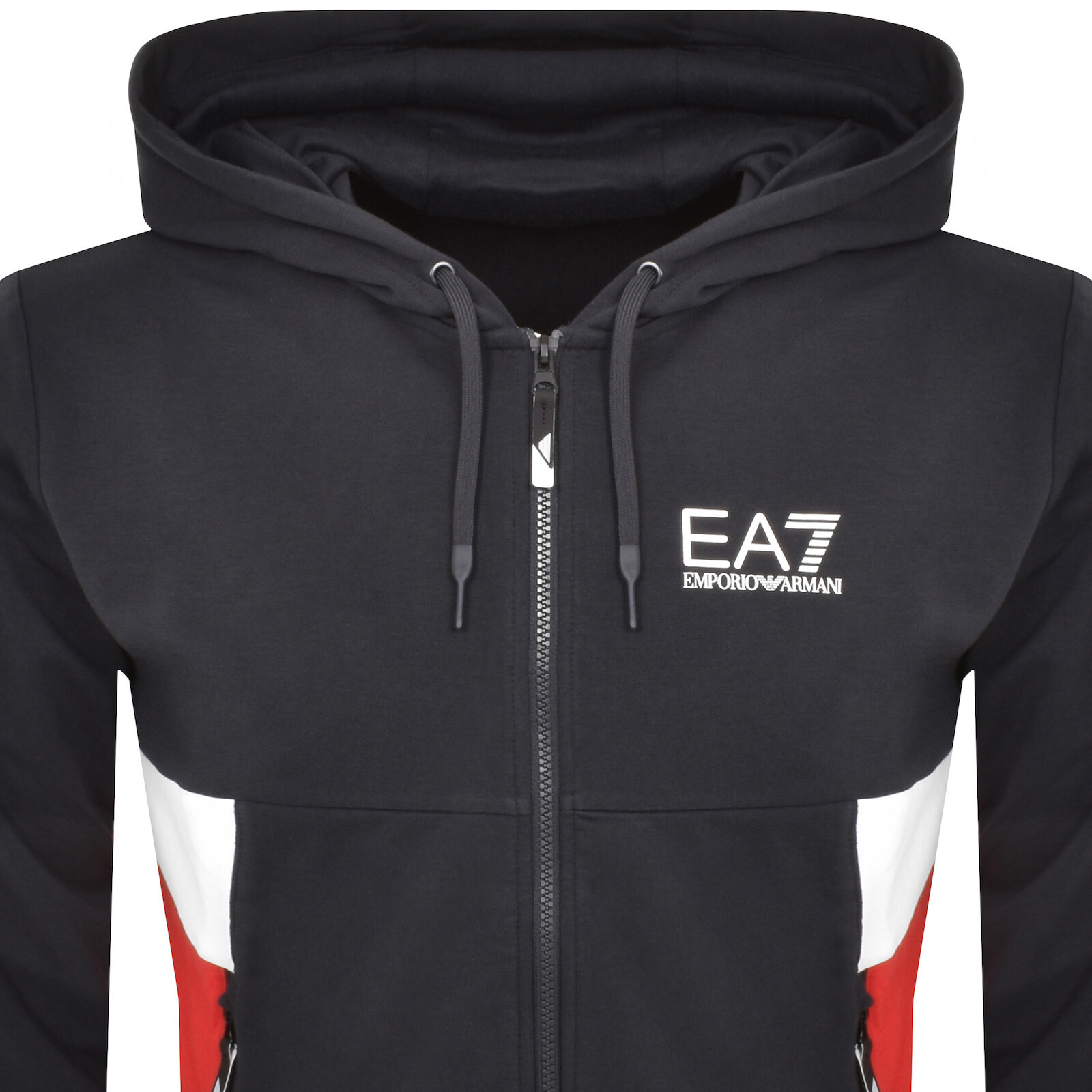 Shop Ea7 Emporio Armani Full Zip Logo Hoodie Navy